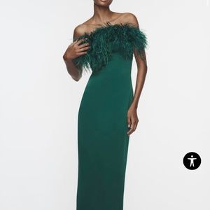 ZARA FEATHER SATIN EFFECT DRESS